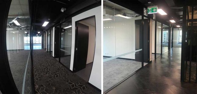 Office fitout using aluminium partitions